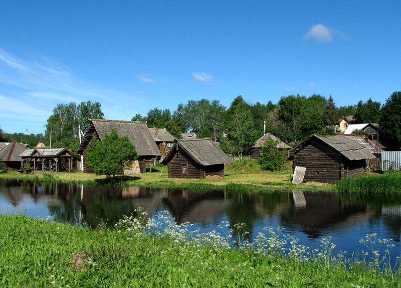 Берег речки в деревне