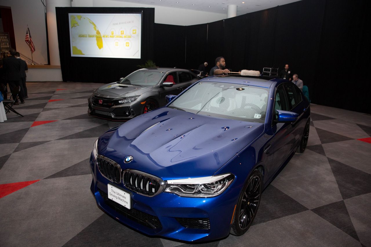 Manhattan, NY - March 28, 2018: BMW M5 at the 2018 World Car Awards ceremony at the Javits...