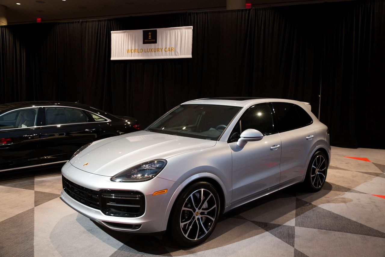 Manhattan, NY - March 28, 2018: Porsche Cayenne at the 2018 World Car Awards ceremony at the...
