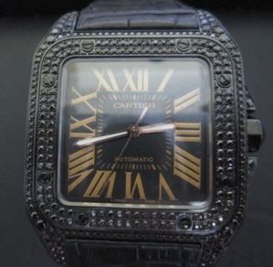 Cartier Santos 100 XL steel/black diamonds