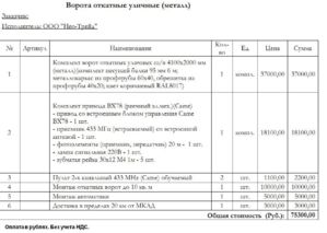 смета ворота